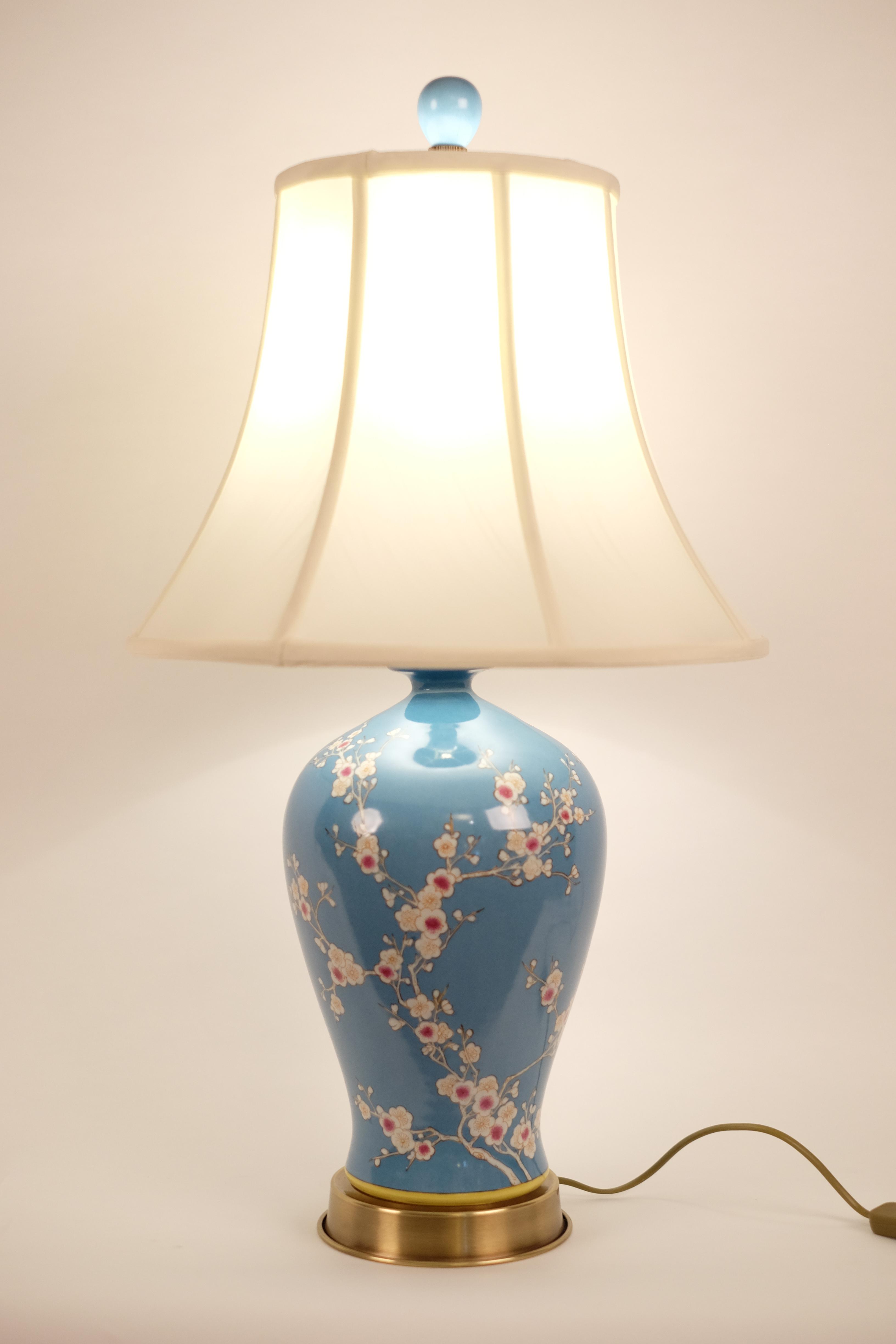 Chinese Porcelain Table Lamp Handpainted Blue - Fine Asian Lamps