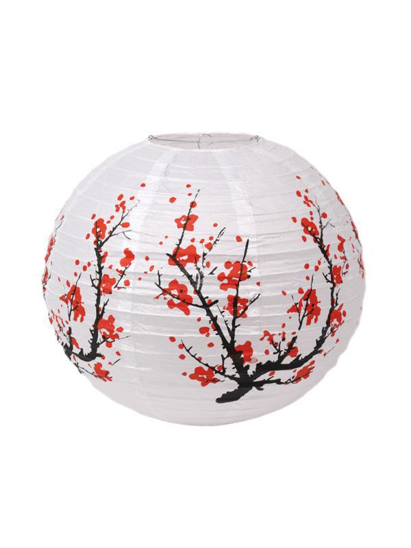 Japanese Ceiling Lighting Lampion Rice Paper Sakura Cherryblossom White 40cm