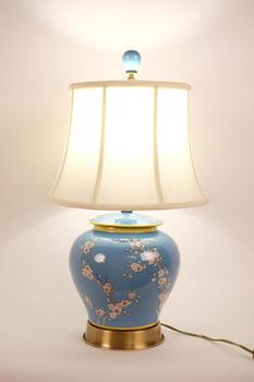 Chinese Porcelain Table Lamp Handpainted Ginger-pot Style Blue