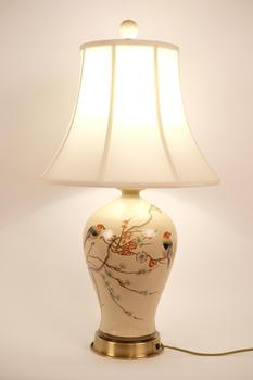 Chinese Porcelain Table Lamp Handpainted Cream