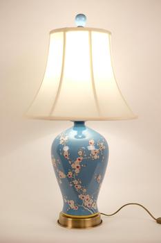 Chinese Porcelain Table Lamp Handpainted Blue