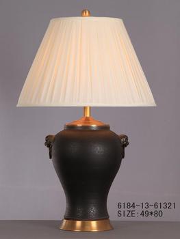 Chinese Porcelain Table Vase Lamp Matt Black