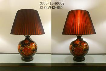 Chinese Porcelain Table Lamp Black with Red Flowers Large