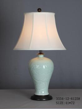 Chinese Porcelain Table Lamp Mint Lotus