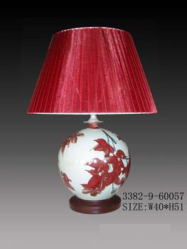 Chinese Porcelain Table Lamp Red Flowers