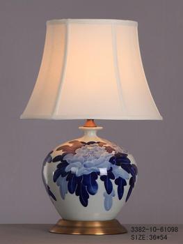 Chinese Porcelain Table Lamp White With Blue Flowers