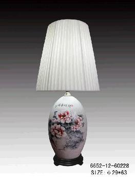 Chinese Porcelain Table Lamp White with Flower and Landscape