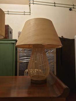 Oriental Table Lamp Bamboo Handcrafted Small